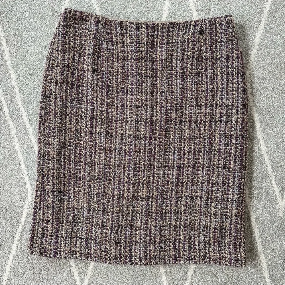 Alex Marie Tan and Purple Tweed Pencil Skirt